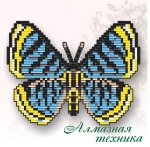 Набор для алмазной мозаики "Бабочка-магнит- Синий металлик" арт - БАТ24